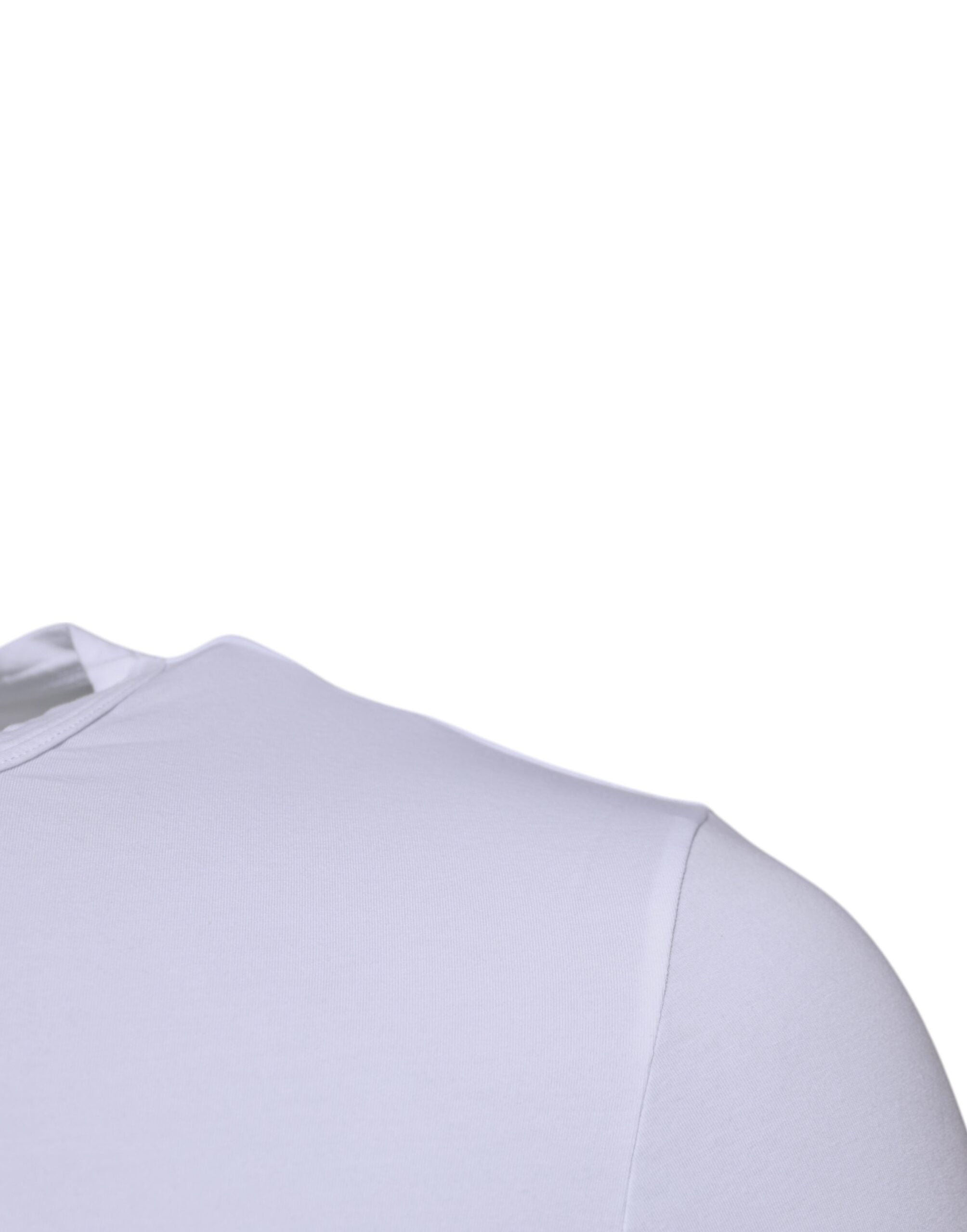 T-shirt blanc en coton extensible Dolce & Gabbana, col rond, sous-vêtements masculins, vue de face.