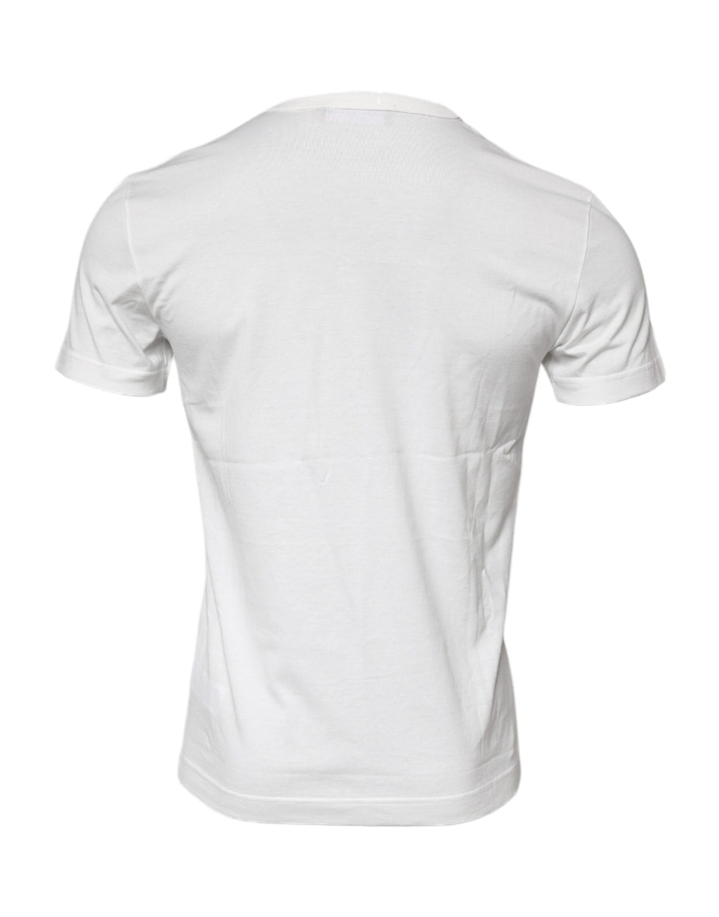 T-shirt blanc en coton Dolce & Gabbana avec logo floral sur le col ras du cou, mode élégante et confortable.