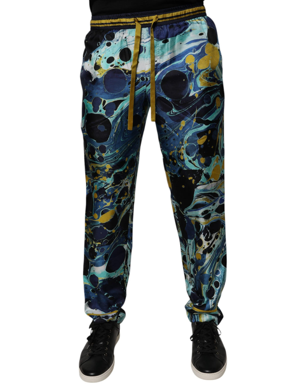 Pantalon de jogging Dolce & Gabbana avec imprimé marbre multicolore, confortable et moderne pour un style décontracté.