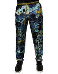 Pantalon jogger Dolce & Gabbana en coton avec motif marbre multicolore, style décontracté et confortable.
