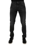 Jeans skinny en coton stretch noir de Dolce & Gabbana pour homme, denim ajusté et tendance.