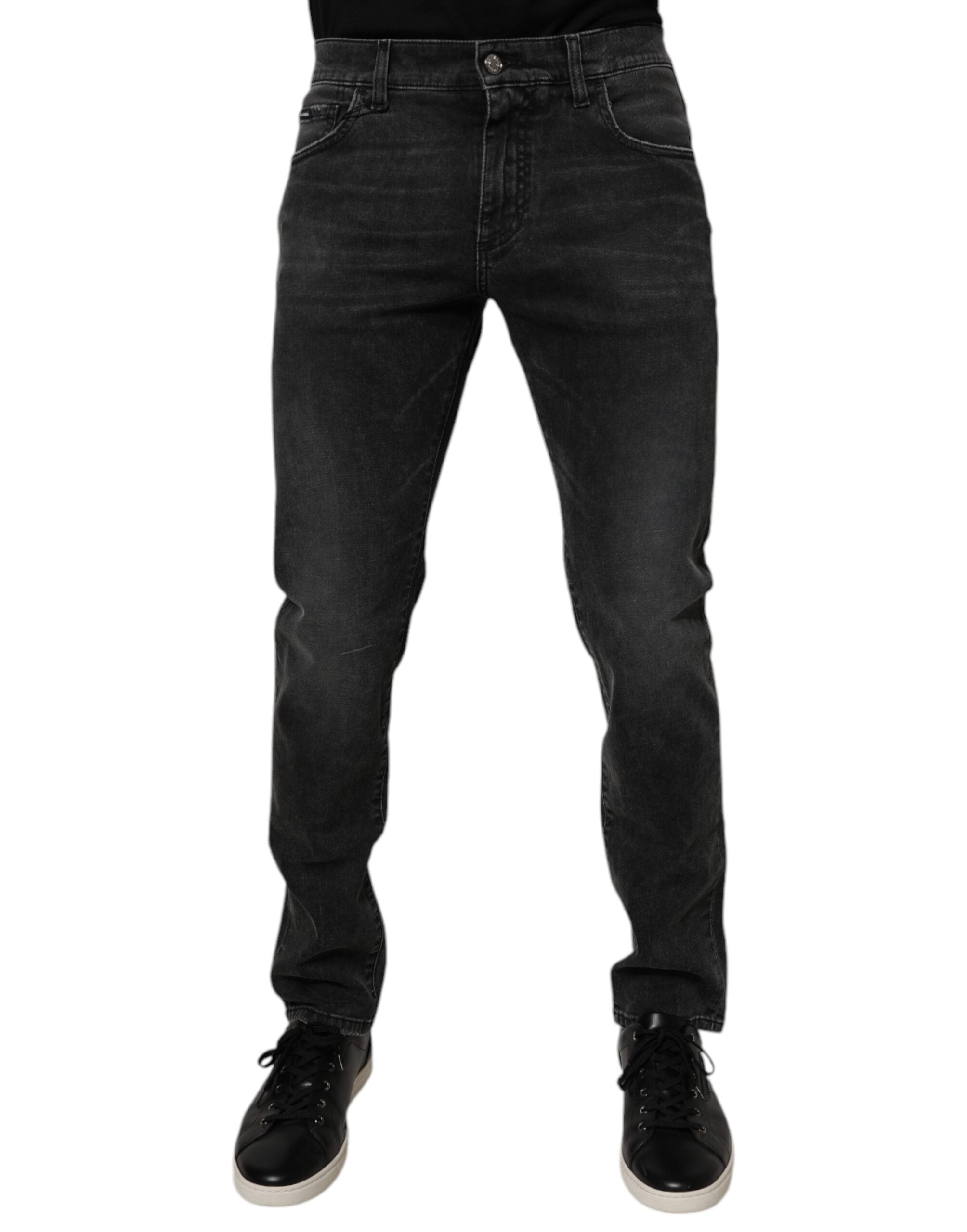 Jeans skinny en coton stretch noir de Dolce & Gabbana pour homme, denim ajusté et tendance.