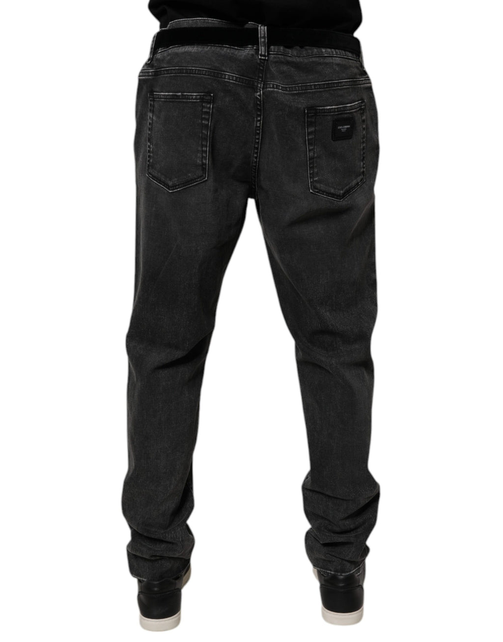Jeans homme skinny en coton stretch noir de Dolce & Gabbana, coupe ajustée et détails classiques.