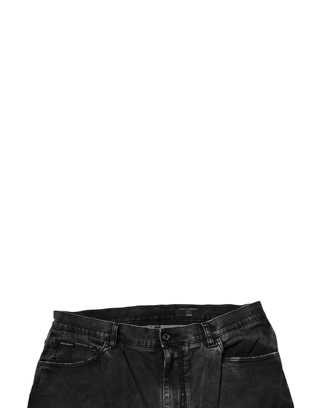 Jean skinny en coton stretch noir Dolce & Gabbana pour homme, coupe ajustée et moderne, visible avec détails de couture.