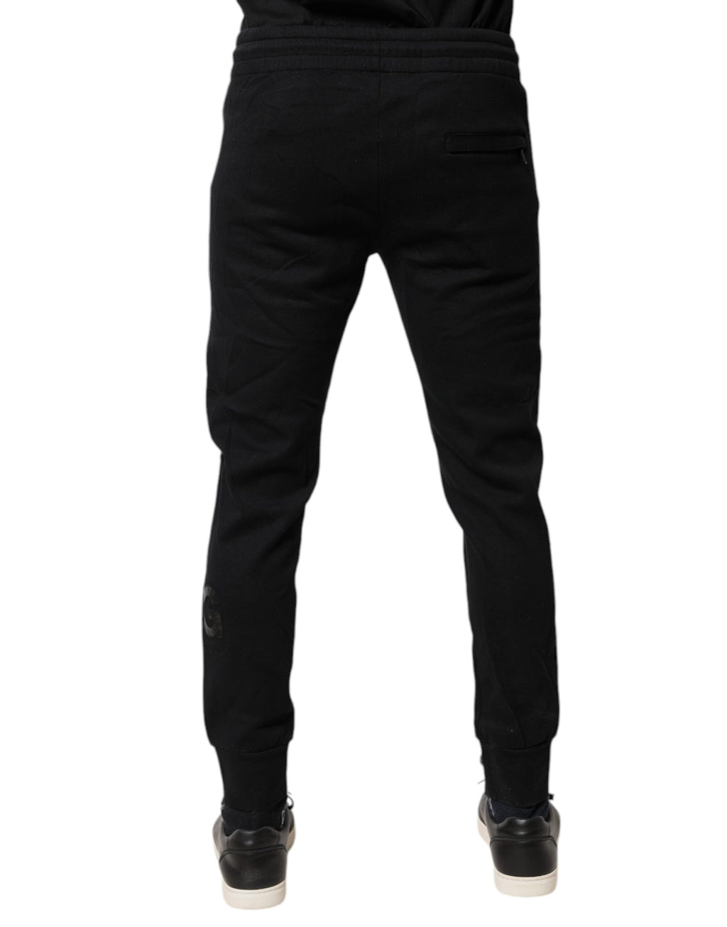Pantalons de jogging Dolce & Gabbana en coton noir, style décontracté avec cordons à la taille et poches latérales.