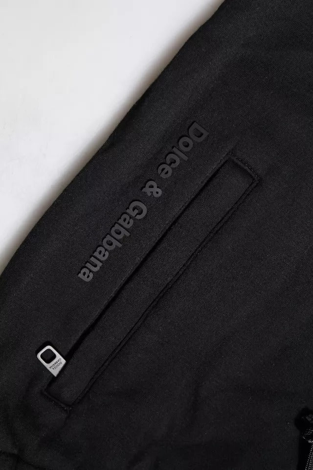 Pantalon de jogging noir en coton Dolce & Gabbana avec ceinture élastique et poches latérales.