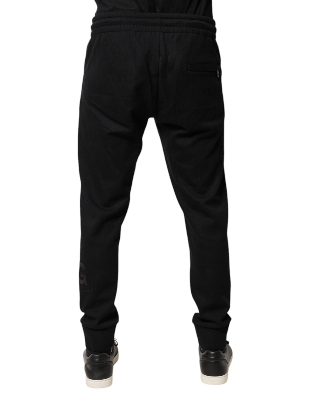 Pantalons de jogging noirs en coton Dolce & Gabbana, style décontracté avec ceinture élastique et poches latérales.