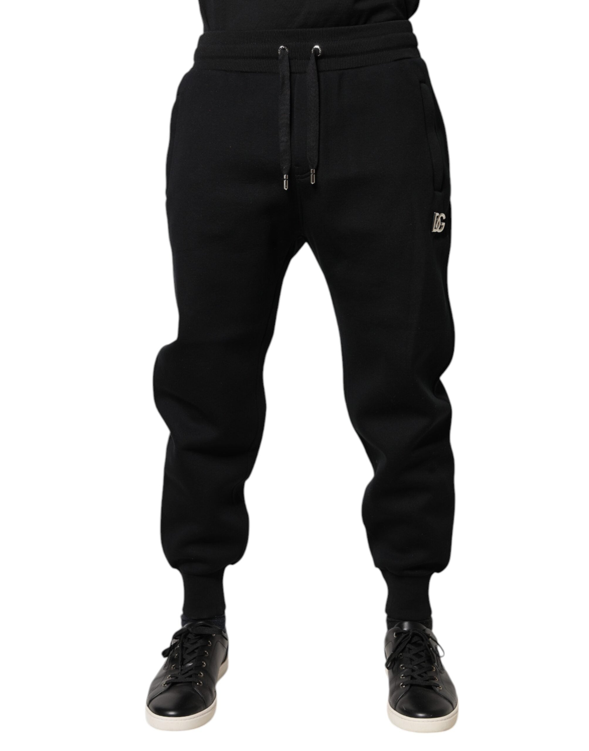 Pantalon jogging Dolce & Gabbana en modal noir, style décontracté, avec taille élastique et coupe confortable.