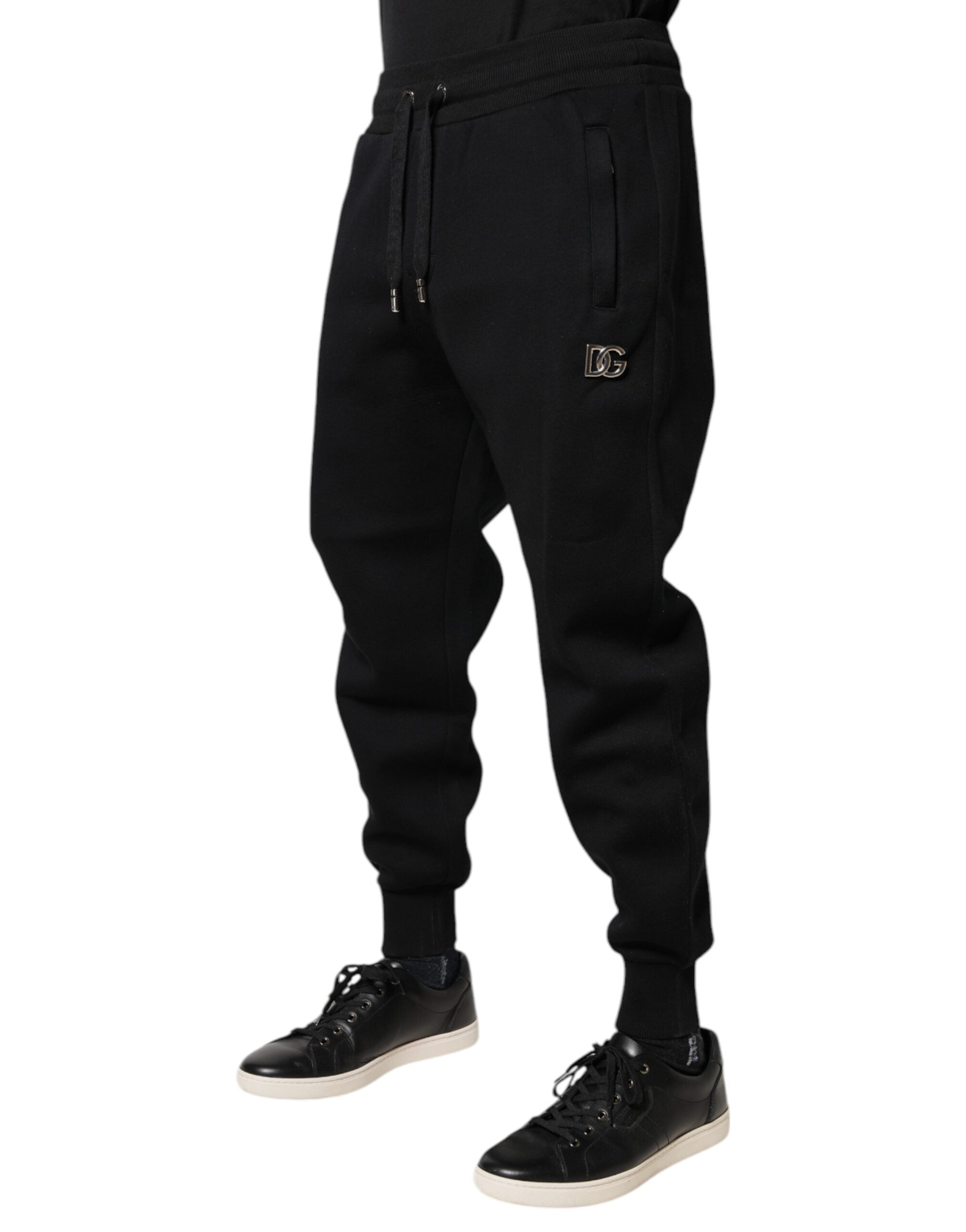 Pantalon de jogging noir Dolce & Gabbana en modal, confortables et élégants, vue de face.