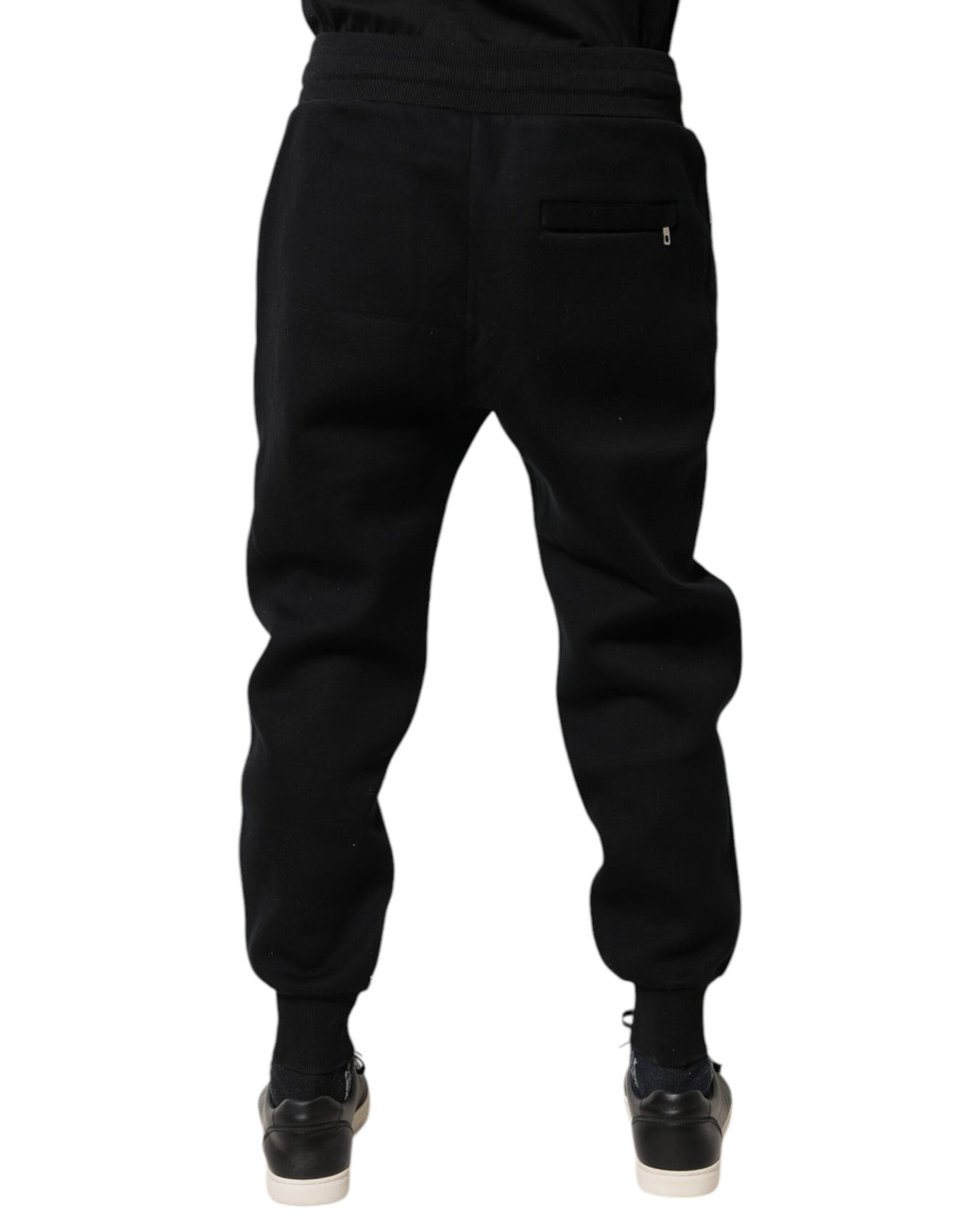 Pantalon de jogging noir Dolce & Gabbana en modal, pantalon de sport confortable avec ceinture élastique et poches latérales.