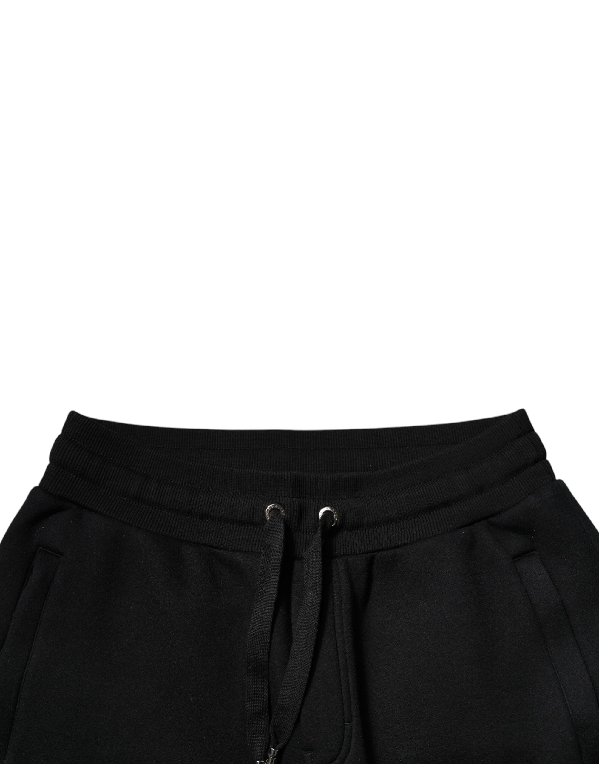Pantalon de jogging noir Dolce & Gabbana en modal, coupe décontractée avec ceinture élastique et poches latérales.