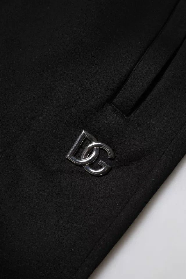 Pantalon de survêtement noir Dolce & Gabbana en modal, style jogger avec ceinture élastique et poches latérales.