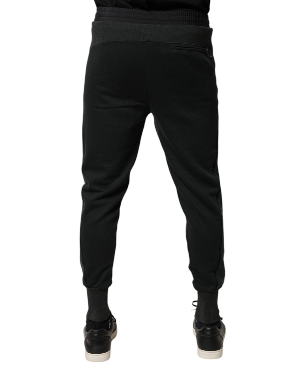 Pantalons joggers Dolce & Gabbana en coton mélangé noir, style décontracté avec cordon de serrage et poches latérales.