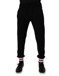 Pantalons joggers Dolce & Gabbana en laine noire à taille mi-haute, style décontracté et confortable.