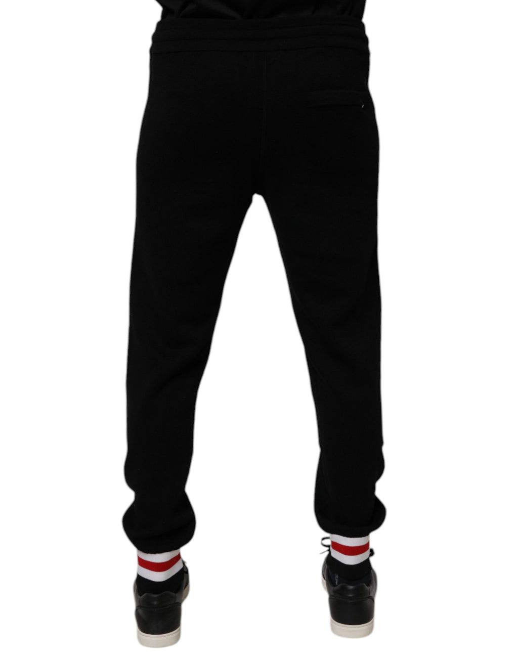 Pantalon de jogging Dolce & Gabbana en laine noire, taille mi-haute, style décontracté et confortable.