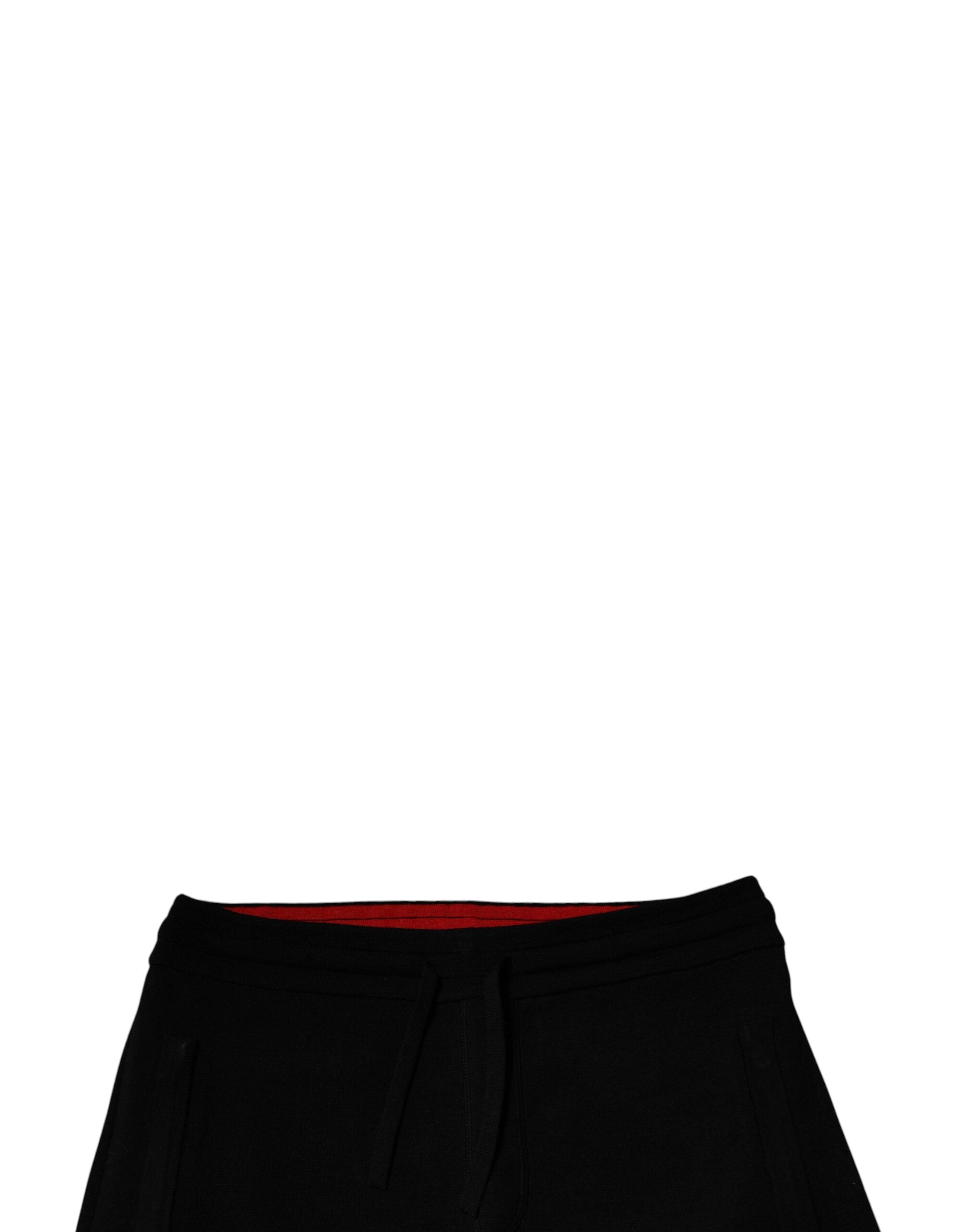 Pantalons joggers Dolce & Gabbana en laine noire à taille mi-hauteur, style décontracté et élégant.