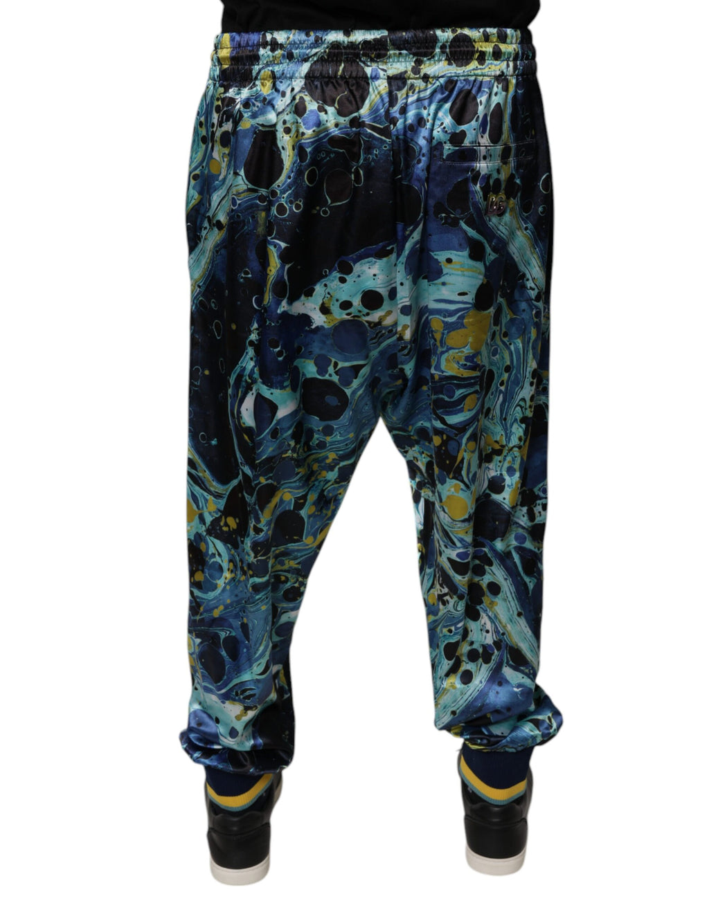Pantalon de jogging pour homme Dolce & Gabbana à motif marbre multicolore, style décontracté et tendance.