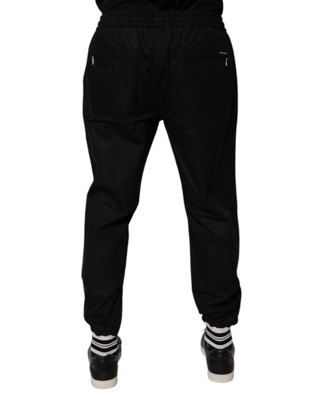 Pantalon de jogging homme Dolce & Gabbana en coton noir, style décontracté et confortable, avec logo discret.