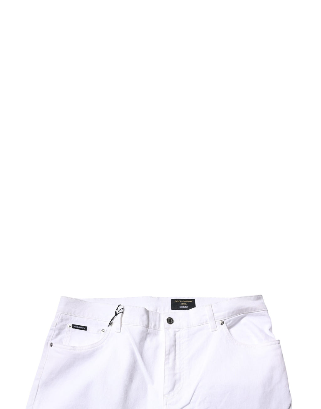 Jeans skinny en coton stretch blanc de Dolce & Gabbana pour homme, coupe ajustée et style décontracté.