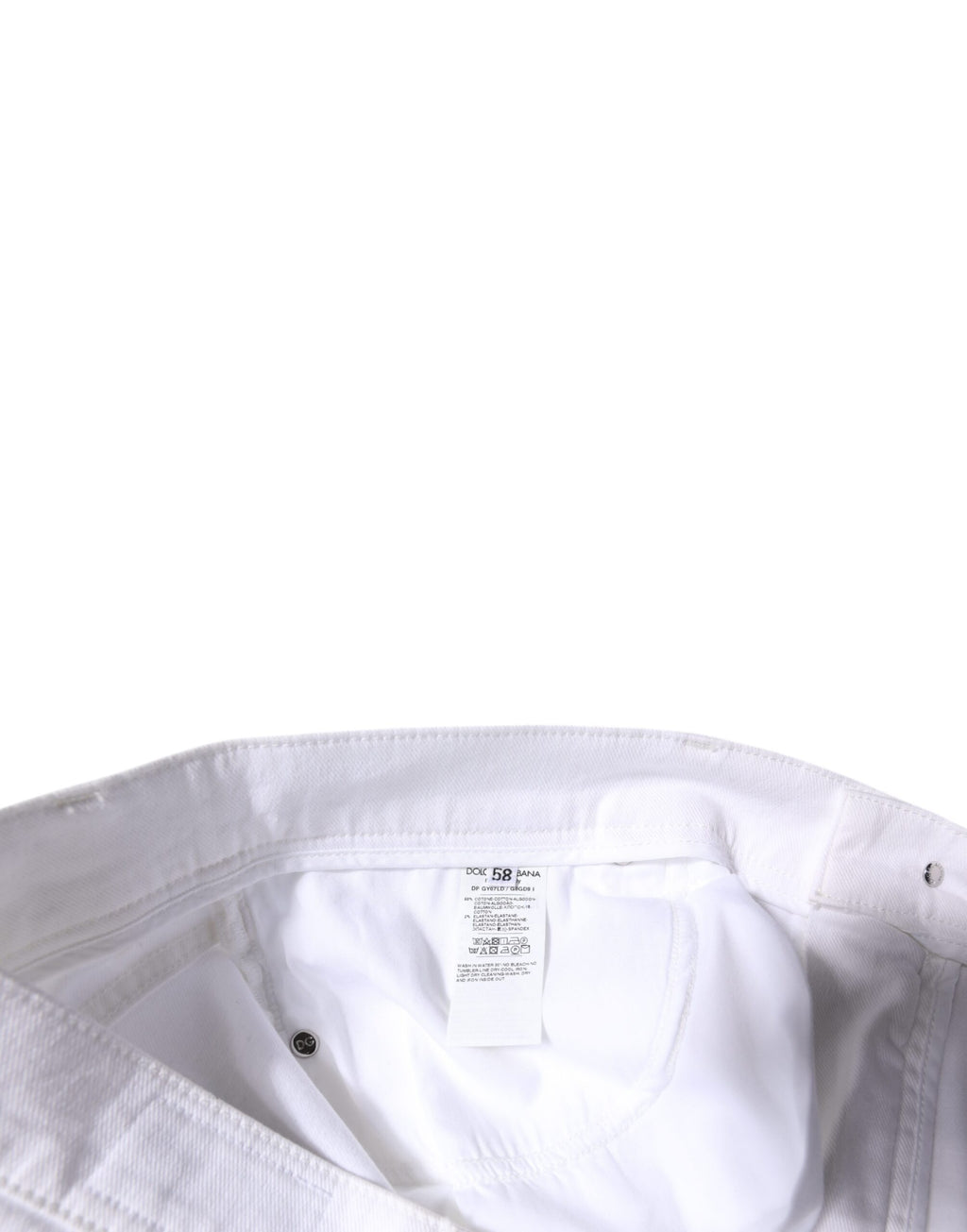 Jeans slim en coton stretch blanc pour homme de Dolce & Gabbana, coupe skinny, affichés sur un mannequin.