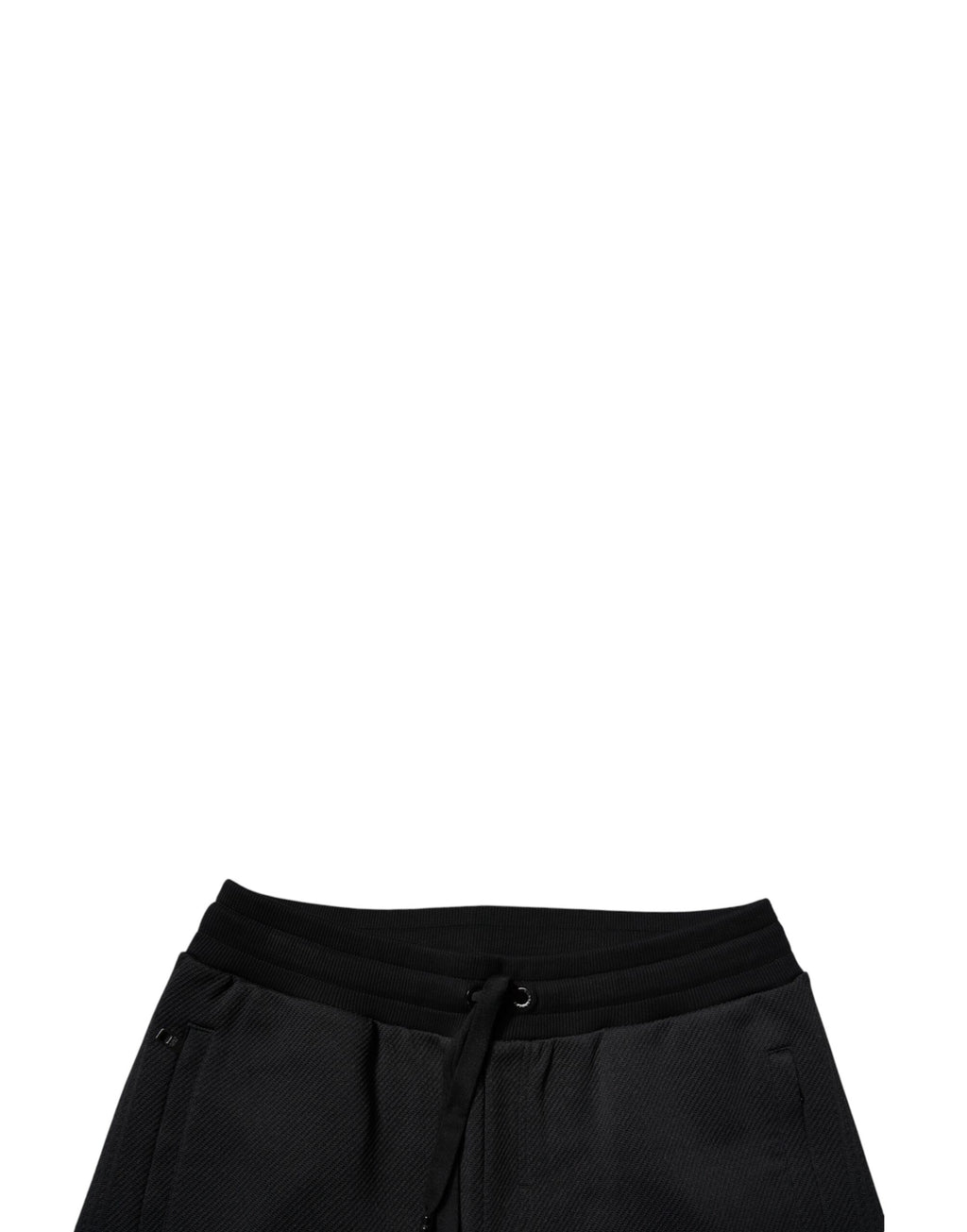 Pantalon jogging pour homme Dolce & Gabbana en polyester noir, style décontracté avec ceinture élastique et poches latérales.