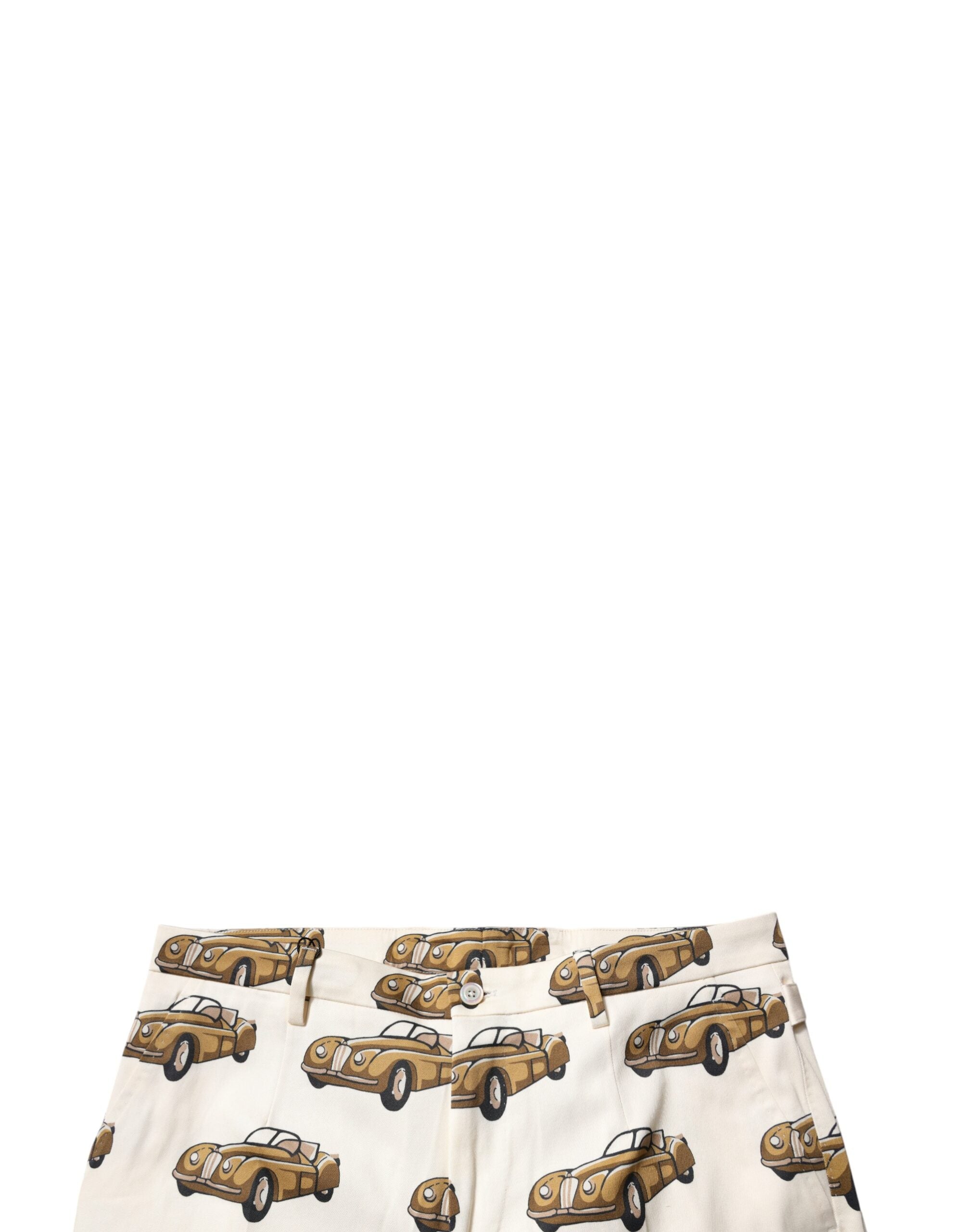 Jeans slim en coton blanc avec motif voiture pour homme de Dolce & Gabbana, style skinny, en denim.