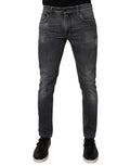 Jean homme skinny en denim gris foncé délavé de Dolce & Gabbana, coupe ajustée et style moderne.