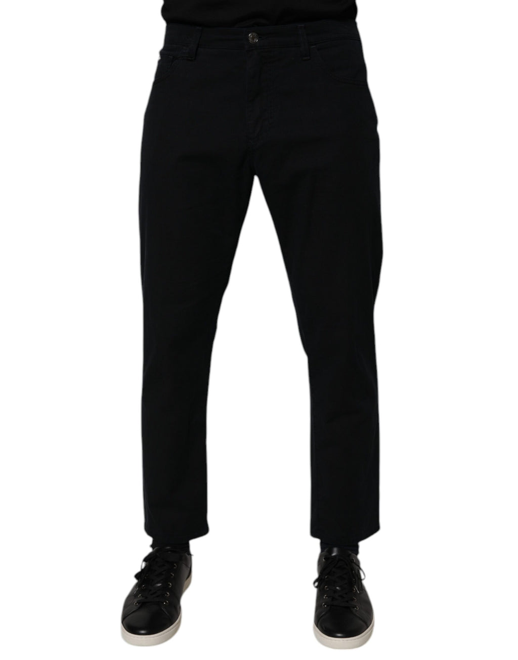 Jeans homme en denim stretch bleu foncé de Dolce & Gabbana, coupe décontractée et confortable, en coton durable.