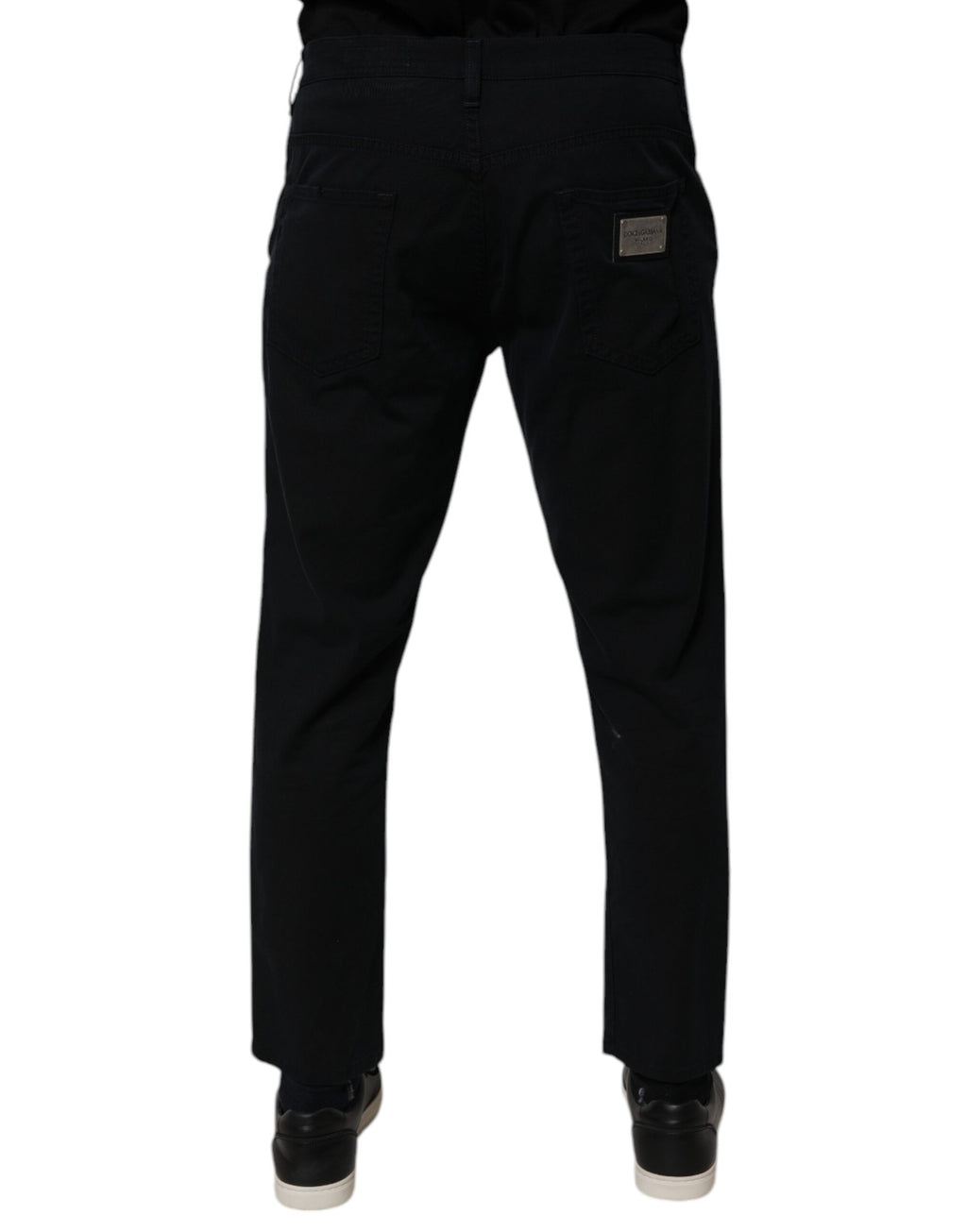 Jean homme en denim stretch bleu foncé de Dolce & Gabbana, coupe décontractée et confortable en coton.