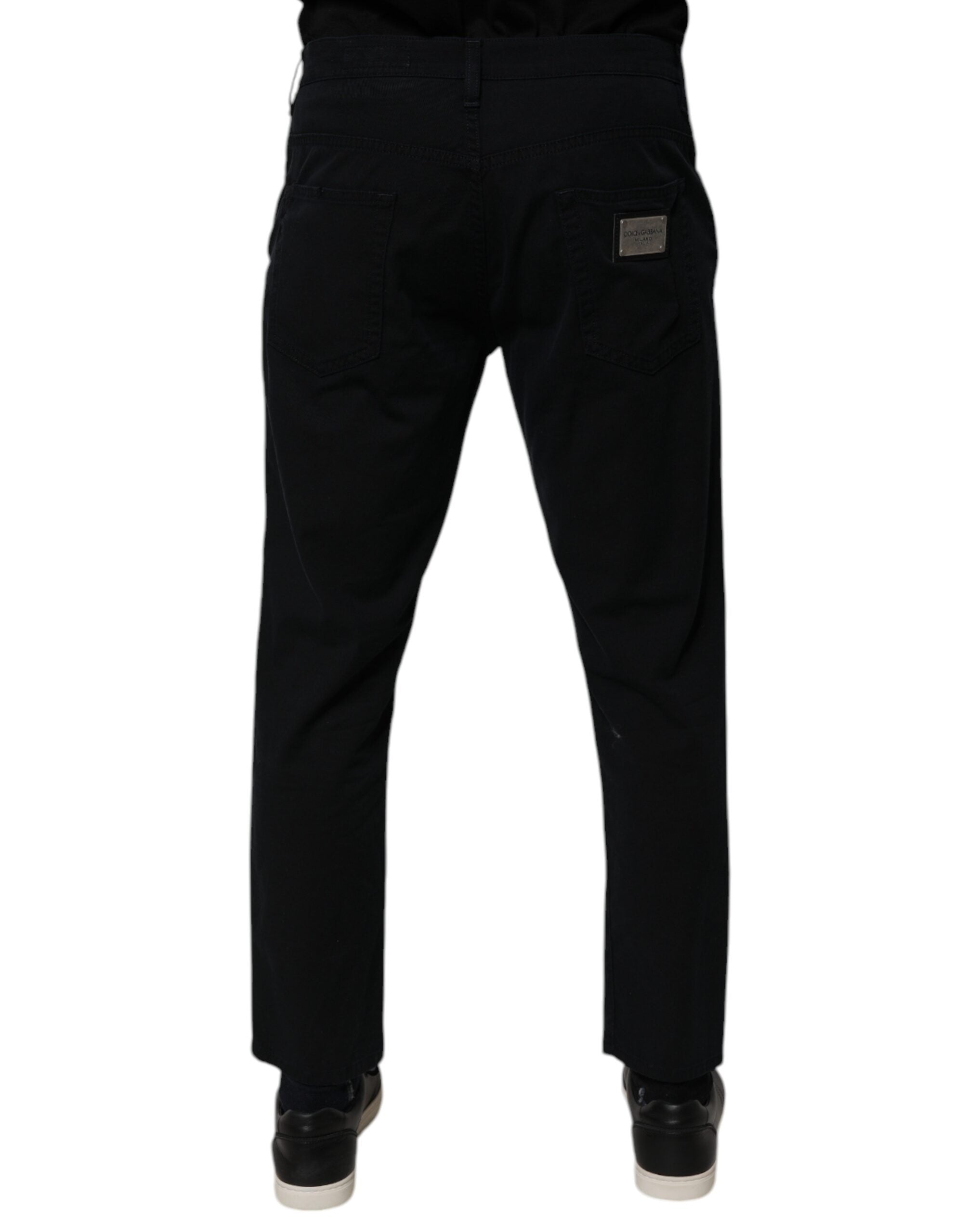 Jean homme en denim stretch bleu foncé de Dolce & Gabbana, coupe décontractée et confortable en coton.