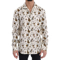 Chemise en soie multicolore Dolce & Gabbana avec motifs élégants, affichée sur un mannequin.