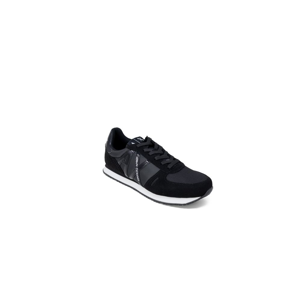 Chaussures de sport en polyester noir Armani Exchange, sneakers athlétiques confortables pour homme.