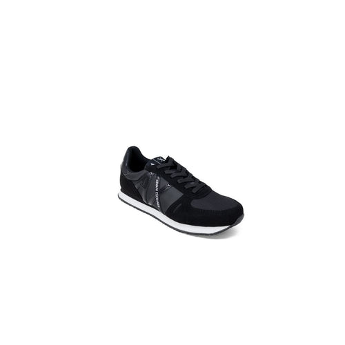 Chaussures de sport en polyester noir Armani Exchange, sneakers athlétiques confortables pour homme.