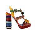 Sandales plateforme en coton multicolores de Dolce & Gabbana, style élégant avec motifs vibrants et semelle confortable.
