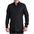 Chemise noire en coton de la marque Dolce & Gabbana, vêtement élégant pour homme, vue en détail de la chemise.