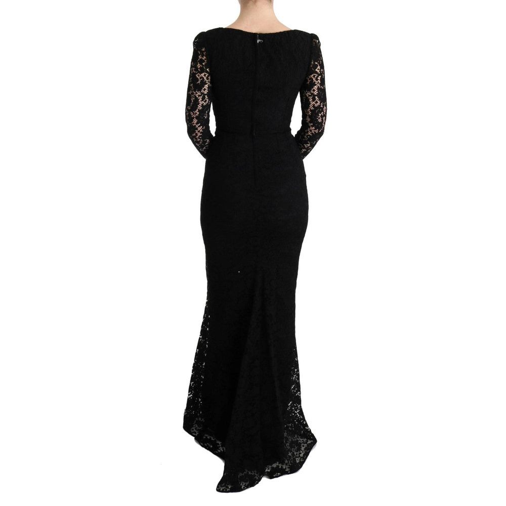 Robe de cocktail en coton noir de Dolce & Gabbana, silhouette élégante et tissu de qualité, vue de devant.