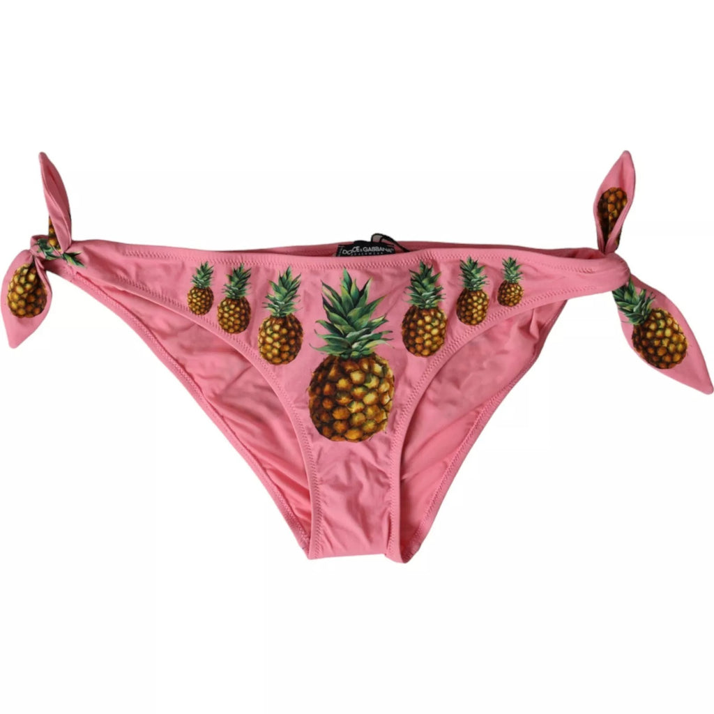 Bas de maillot de bain rose à ananas Dolce & Gabbana, maillot de bain élégant avec motif fruité pour femmes.