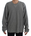 Pull à col rond gris en soie de Dolce & Gabbana, pull-over élégant et confortable pour homme.