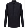 Chemise en coton bleu marine Dolce & Gabbana, style élégant, boutonnière visible, tissu doux et de haute qualité.