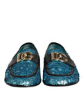 Chaussures habillées Dolce & Gabbana en loafers bleus à sequins pour homme, élégantes et sophistiquées.