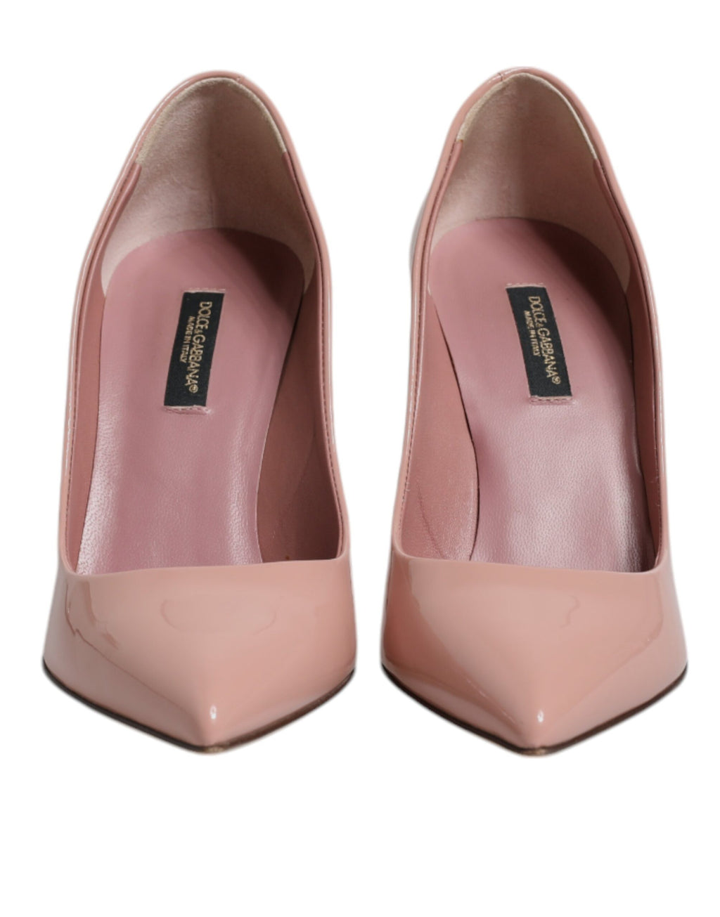 Chaussures à talons stilettos en cuir verni rose de Dolce & Gabbana, élégantes et sophistiquées.
