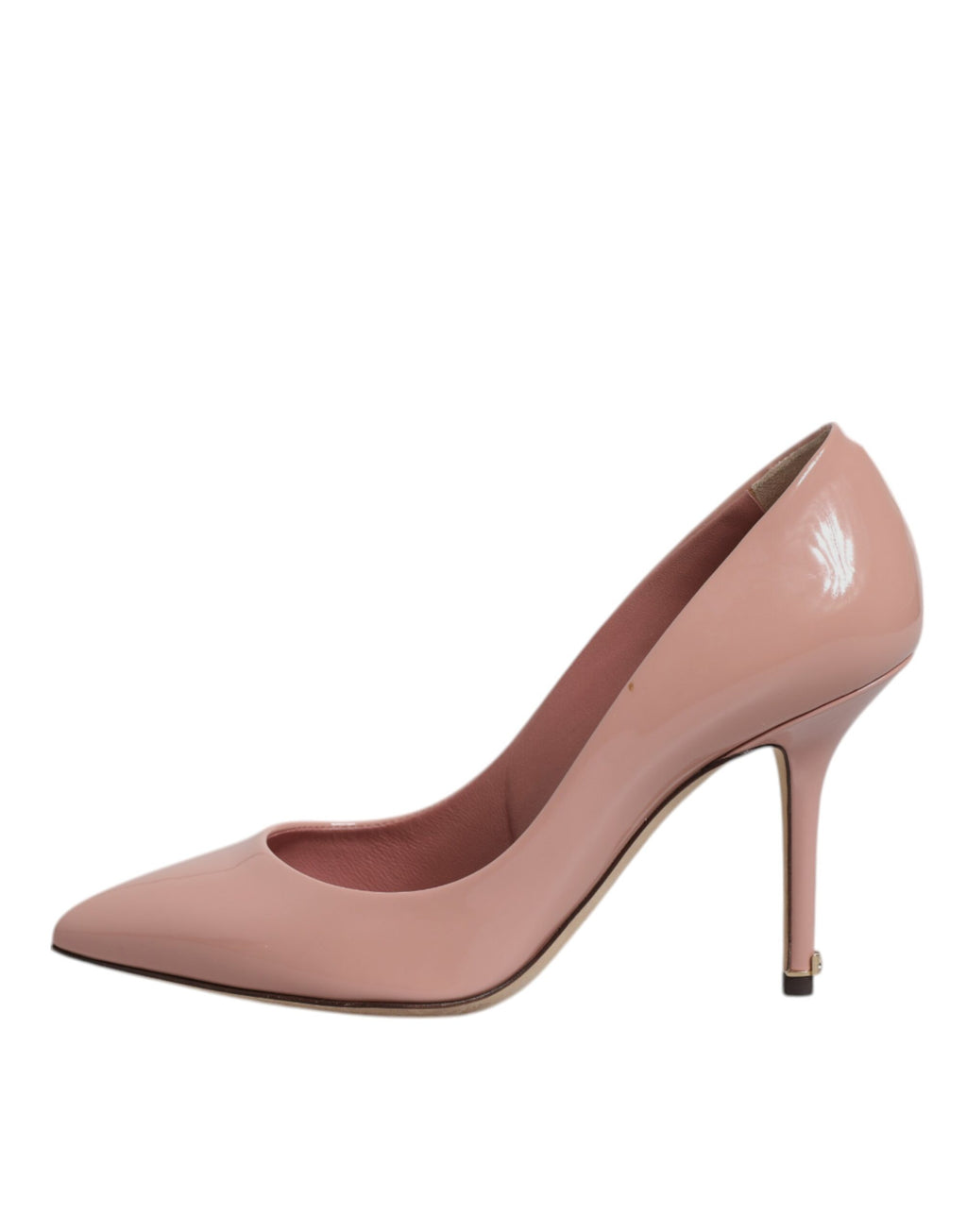 Chaussures à talons stilettos en cuir verni rose de Dolce & Gabbana, élégantes et sophistiquées.