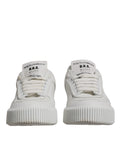 Chaussures sneakers basses blanches Dolce & Gabbana Miami en cuir, vue de face, détails de style et finition élégante visible.