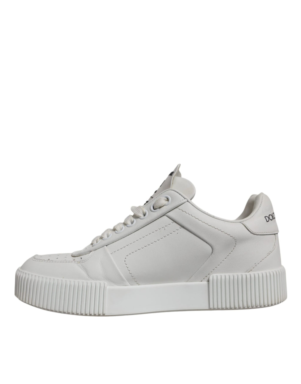 Chaussures sneakers basses en cuir blanc Dolce & Gabbana Miami, style décontracté et élégant pour femmes et hommes.