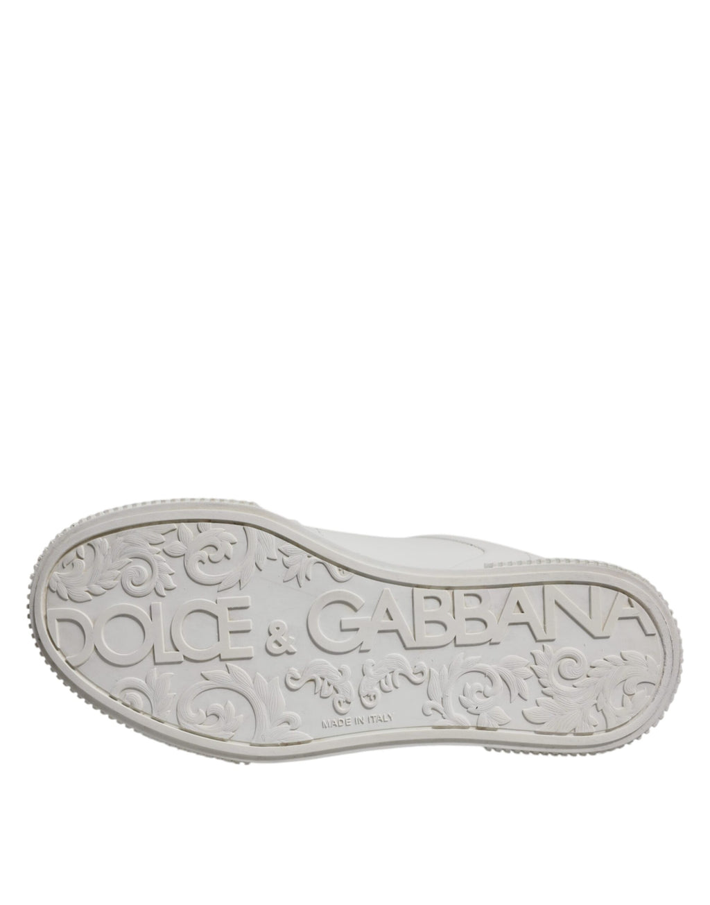 Chaussures sneakers basses blanches Dolce & Gabbana Miami en cuir, style décontracté et élégant, vues de face sur fond neutre.