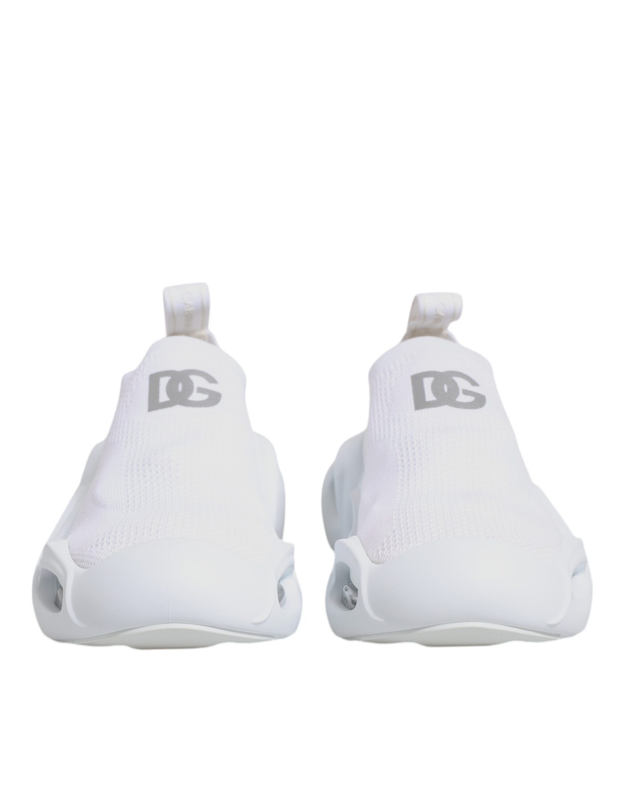 Chaussures Dolce & Gabbana sneakers basses blanches Slip On Wave, style décontracté et moderne, vue de face.