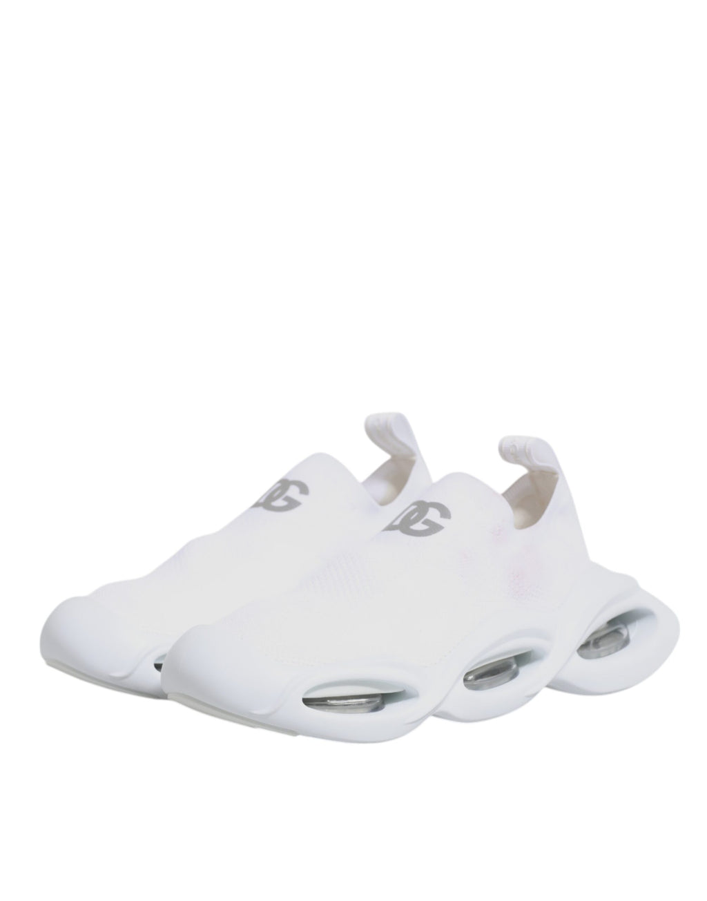Chaussures sneakers basses blanches Dolce & Gabbana Slip On Wave Low Top, design élégant et moderne pour homme.