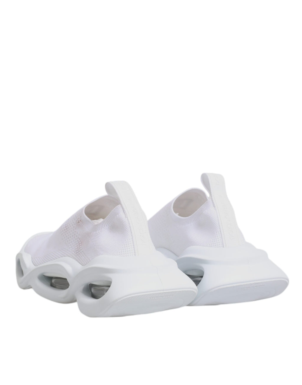 Chaussures sneakers basses blanches Dolce & Gabbana Slip On Wave Low Top, vue de face.