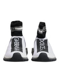 Chaussures sneakers Dolce & Gabbana Sorrento blanches et noires avec logo, vue de face.