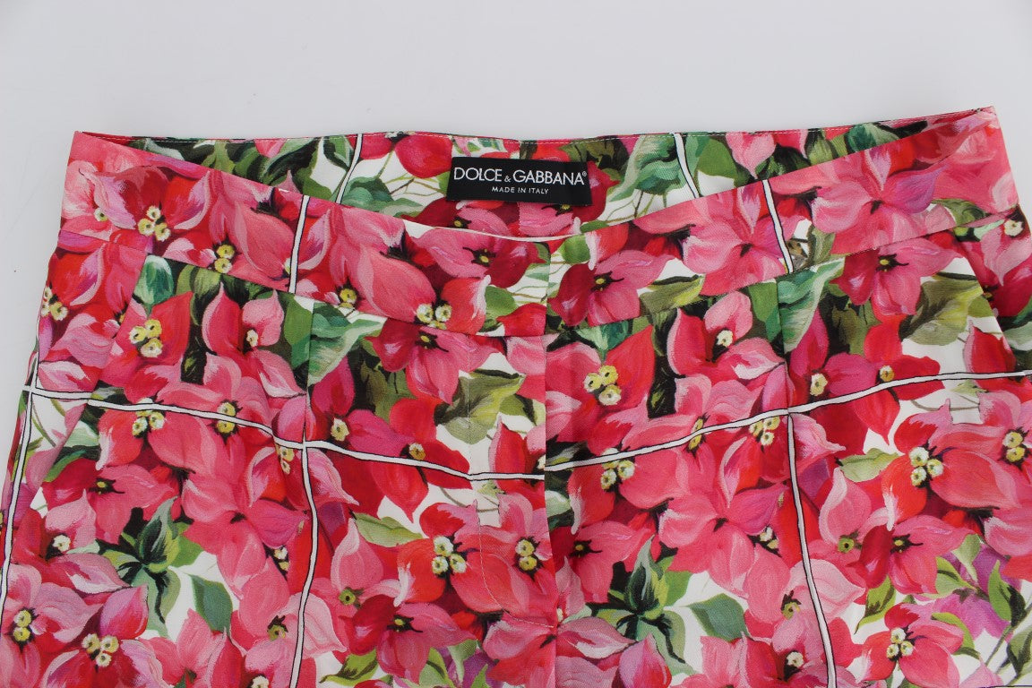 Shorts capris floraux multicolores Dolce & Gabbana, pantalons élégants avec motif floral vibrant, longueur au genou.